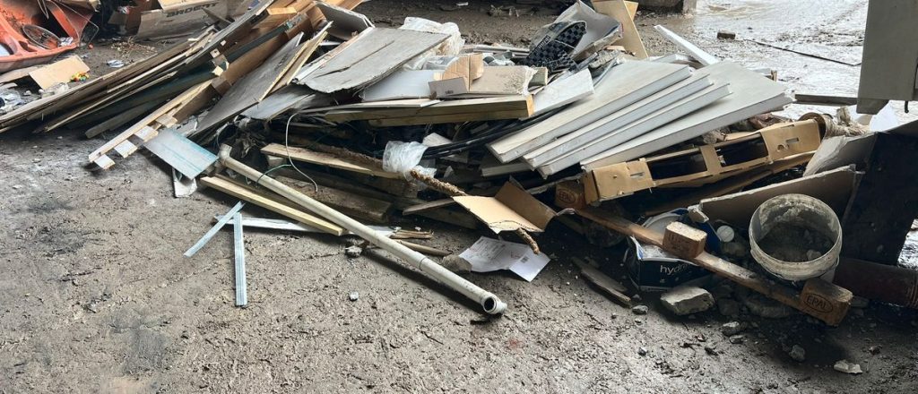 Construction waste and offcuts ready for removal